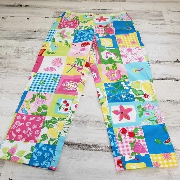 Bamboo Traders Capris Cropped Pants Flamingos Turtles Size 6 - Picture 4 of 7